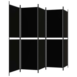 Cloison de séparation 5 panneaux Noir 250x180 cm Tissu 624348624348