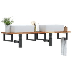 Étagère de vasque murale acier et bois massif d'acacia 624349624349