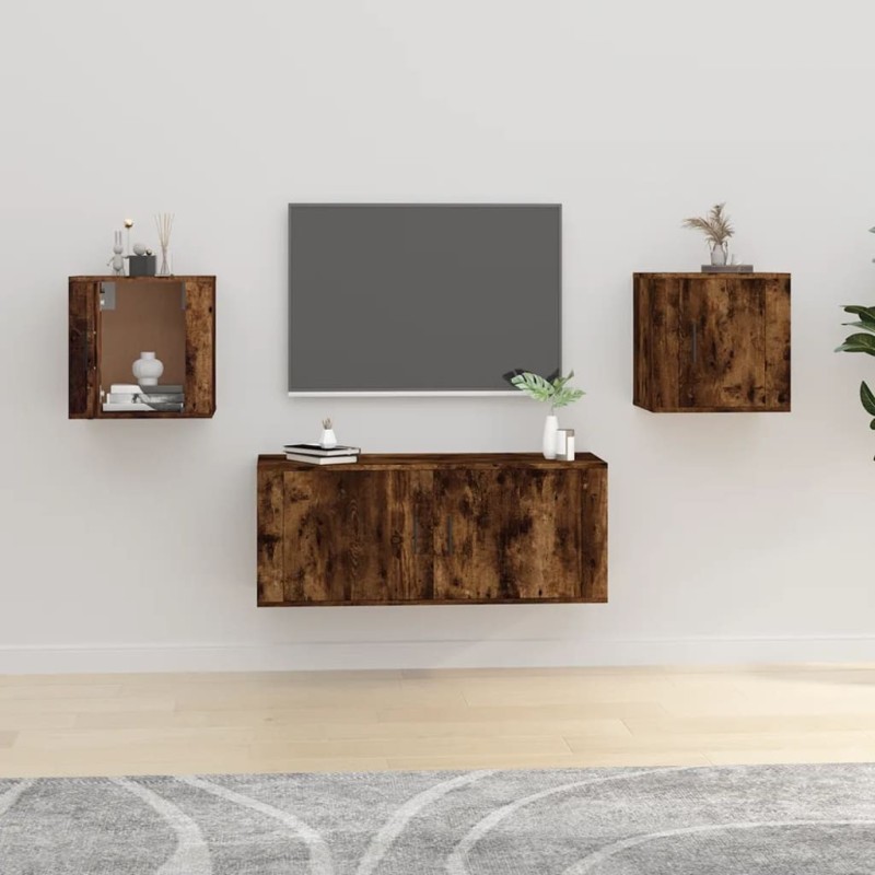 Meubles TV muraux 2 pcs Chêne fumé 40x34,5x40 cm 624353624353