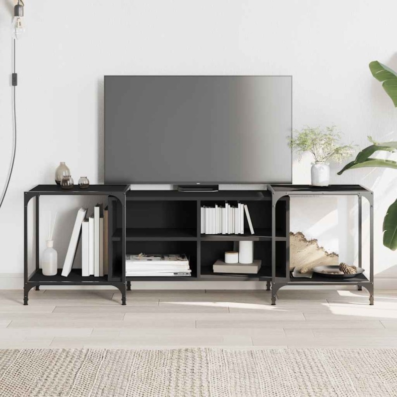 Meuble TV noir 153x37x50 cm bois d'ingénierie 624362624362