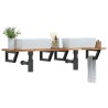 Étagère de vasque murale acier et bois massif d'acacia 624369624369