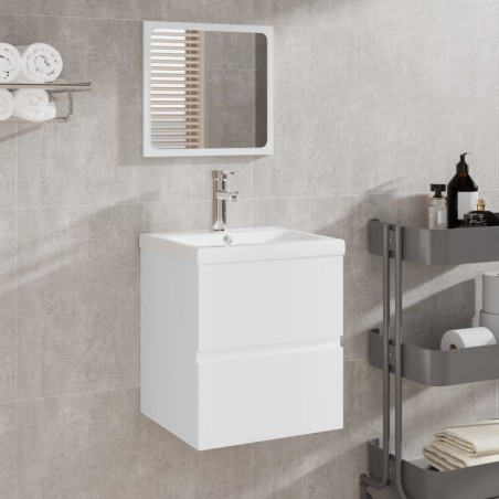 Armoire lavabo de salle de bain avec bassin et miroir Blanc 624371624371