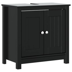 Meubles de salle de bain 3 pcs BERG noir bois de pin massif 624372624372