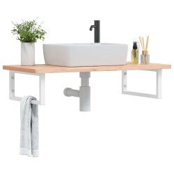 Étagère de vasque murale acier et bois massif de hêtre 624381624381