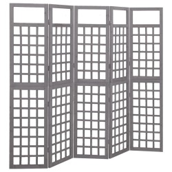 Cloison de séparation à 5 panneaux Bois de pin Gris 201,5x180cm 624396624396