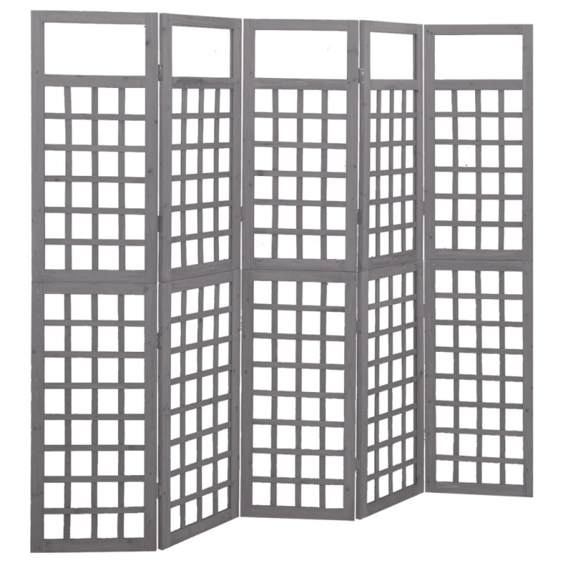 Cloison de séparation à 5 panneaux Bois de pin Gris 201,5x180cm 624396624396