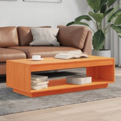 Table basse cire marron 110x50x33,5 cm bois massif de pin 624401624401