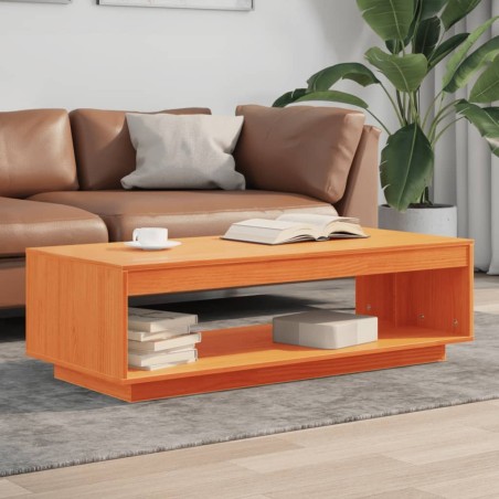 Table basse cire marron 110x50x33,5 cm bois massif de pin 624401624401