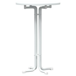 Table de bar blanc Ø70x110 cm bois d'ingénierie et acier 624403624403