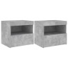 Tables de chevet avec lumières LED 2 pcs gris béton 50x40x45 cm 624405624405