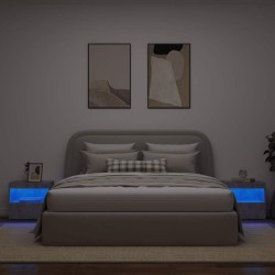 Tables de chevet avec lumières LED 2 pcs gris béton 50x40x45 cm 624405624405