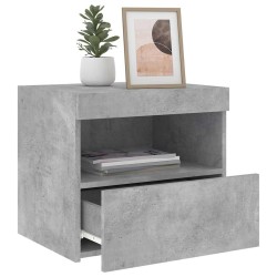 Tables de chevet avec lumières LED 2 pcs gris béton 50x40x45 cm 624405624405