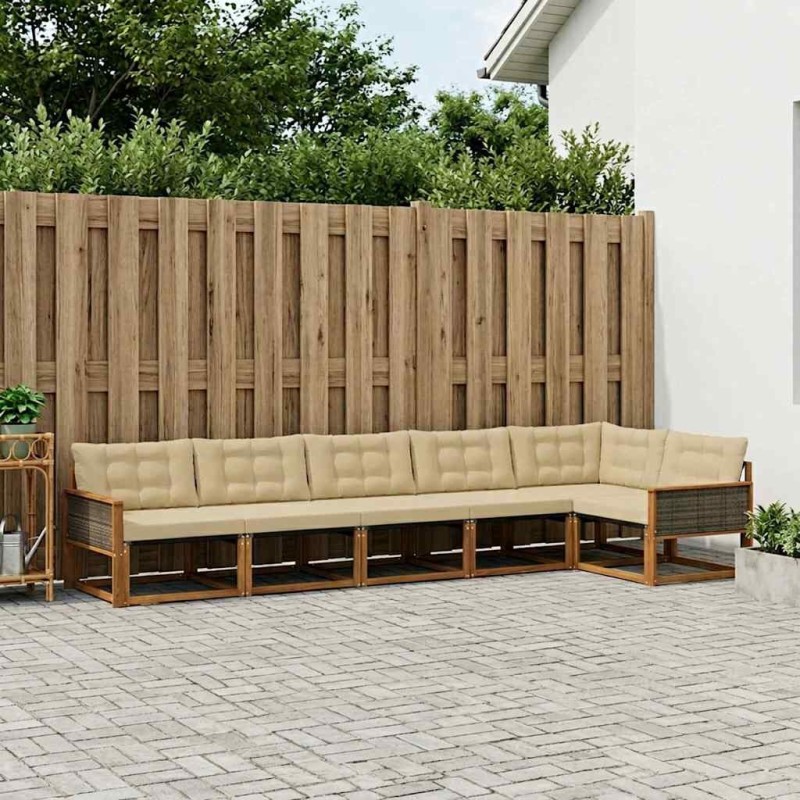 Ensemble de canapés d'extérieur 6 pcs Naturel et Beige 624406624406