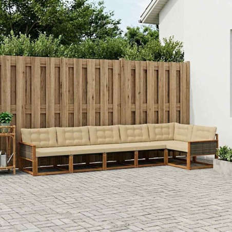 Ensemble de canapés d'extérieur 6 pcs Naturel et Beige 624406624406