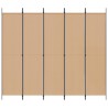 Paravent 5 panneaux Beige 250 x 220 cm Tissu 624407624407