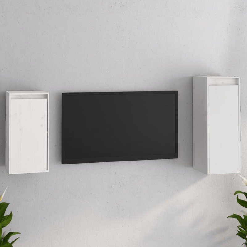Meubles TV 2 pcs Blanc Bois massif de pin 624409624409