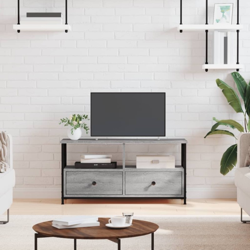 Meuble TV sonoma gris 90x33x45 cm bois d'ingénierie et fer 624417624417