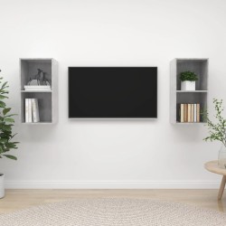 Meubles TV muraux 2 pcs Gris béton Bois d'ingénierie 624420624420