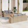 Salon de jardin avec coussins 6 pcs beige résine tressée 624424624424