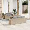 Salon de jardin avec coussins 6 pcs beige résine tressée 624425624425