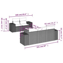 Salon de jardin avec coussins 6 pcs beige résine tressée 624425624425