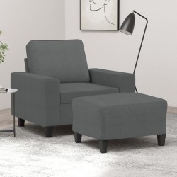 Fauteuil avec repose-pied Gris foncé 60 cm Tissu 624428624428