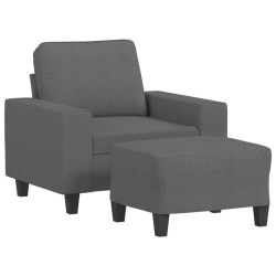Fauteuil avec repose-pied Gris foncé 60 cm Tissu 624428624428