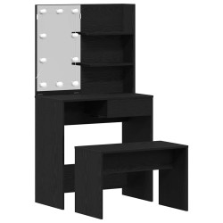 Ensemble de table de maquillage LED 2 pcs Chêne noir 624429624429