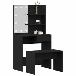 Ensemble de table de maquillage LED 2 pcs Chêne noir 624429624429