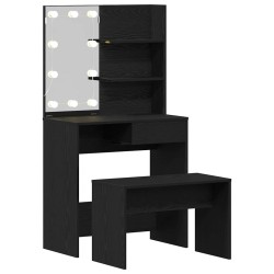 Ensemble de table de maquillage LED 2 pcs Chêne noir 624429624429