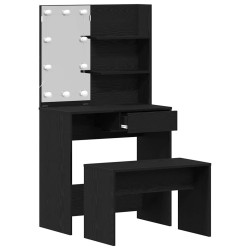 Ensemble de table de maquillage LED 2 pcs Chêne noir 624429624429