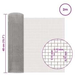 Écran en maille 40 x 200 cm 6 Mesh Acier Inoxydable 201 Argenté 624458624458