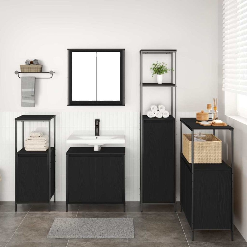 Ensemble de mobilier de salle de bain 5 pcs Chêne noir 624473624473
