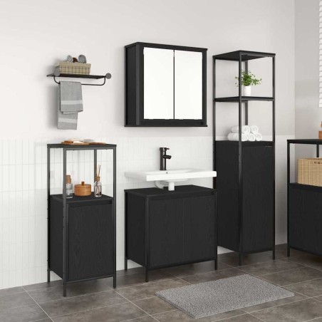 Ensemble de mobilier de salle de bain 3 pcs Chêne noir 624476624476