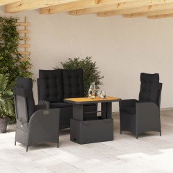 Ensemble à manger de jardin 4 pcs avec coussins noir 624478624478