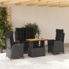 Ensemble à manger de jardin 4 pcs avec coussins noir 624478624478
