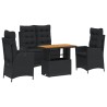 Ensemble à manger de jardin 4 pcs avec coussins noir 624478624478