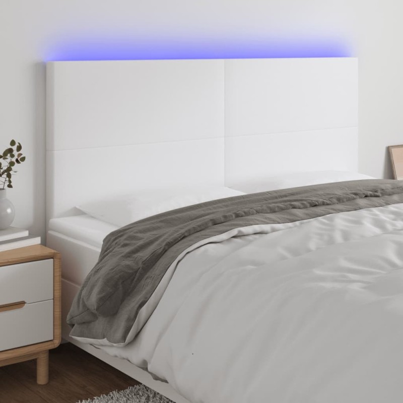Tête de lit à LED Blanc 180x5x118/128 cm Similicuir 624481624481
