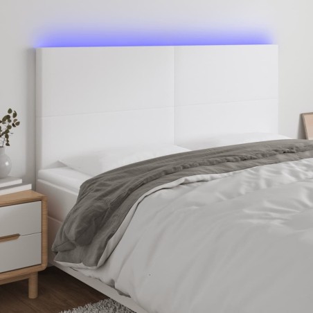 Tête de lit à LED Blanc 180x5x118/128 cm Similicuir 624481624481