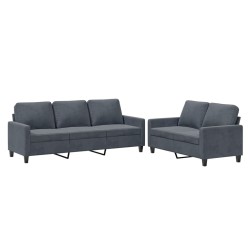Ensemble de canapés 2 pcs avec coussins Gris foncé Velours 624488624488