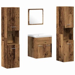 Ensemble de mobilier de salle de bain 4 pcs Bois ancien 624489624489