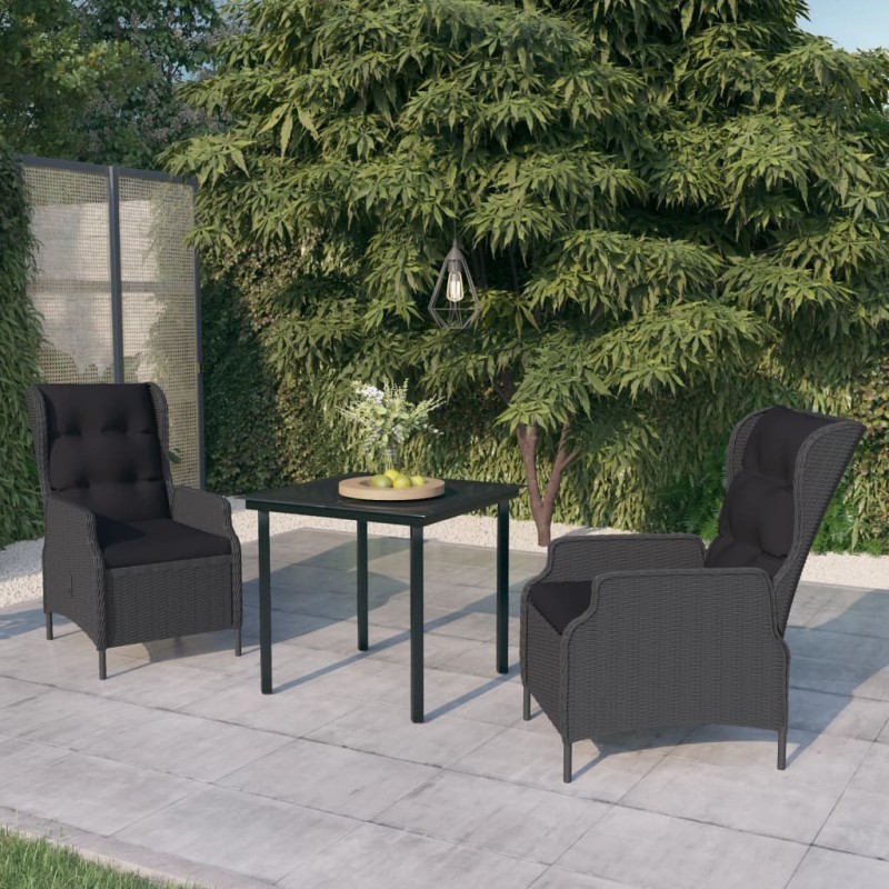 Ensemble à manger de jardin 3 pcs Gris foncé 624493624493