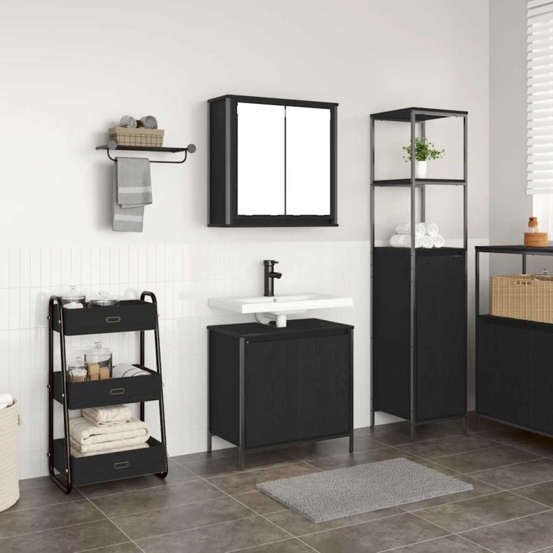 Ensemble de meubles de salle de bain 2 pcs en chêne noir et bois d'ingénierie 624495624495