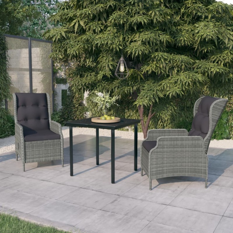 Ensemble à manger de jardin 3 pcs Gris clair 624496624496