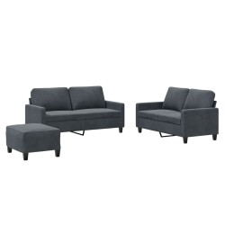 Ensemble de canapés 3 pcs avec coussins Gris foncé Velours 624504624504