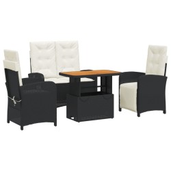 Ensemble à manger de jardin 4 pcs avec coussins noir 624507624507
