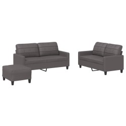 Ensemble de canapés 3 pcs avec coussins Gris Similicuir 624508624508