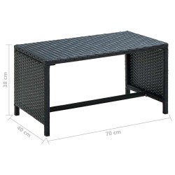 Table basse Noir 70x40x38 cm Résine tressée 624510624510