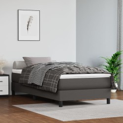Matelas de lit à ressorts ensachés fermeté moyenne Gris 90x200x20 cm Similicuir 624512624512