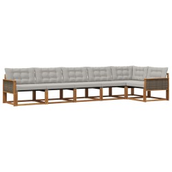 Ensemble de canapés d'extérieur 6 pcs Naturel et gris clair 624513624513